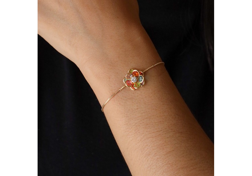 Pulseira flor zirconia