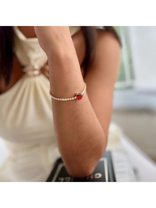 PULSEIRA ZIRCONIA STRAS CORAÇÃO