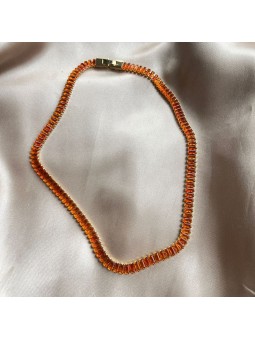 COLAR ZIRCONIA BAGUETE LARANJA