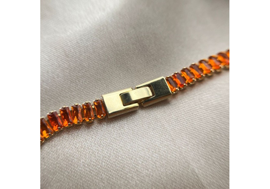 COLAR ZIRCONIA BAGUETE LARANJA