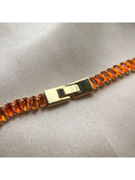 COLAR ZIRCONIA BAGUETE LARANJA