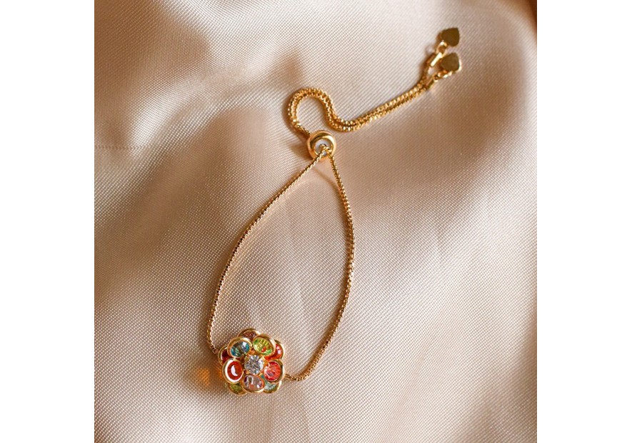 Pulseira flor zirconia